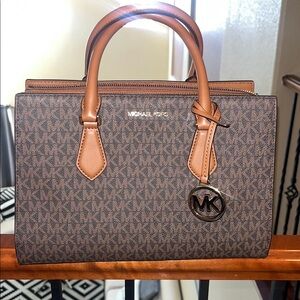 Michael Kors Brown/Tan Logo Satchel